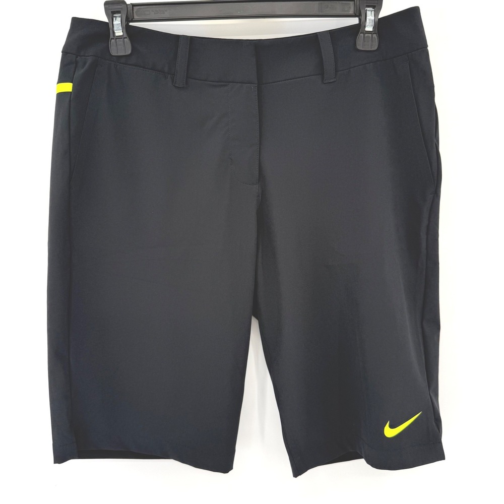 Nike Shorts Men 6 Black Golf Tour Performance Dri-FIT 640427-010 Neon Volt Trim